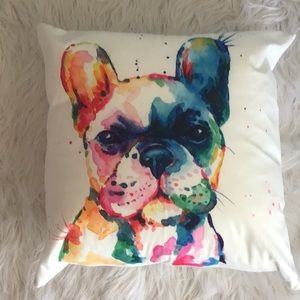 French bulldog throw pillow cover Frenchie white